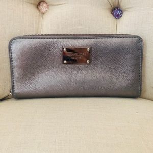 Silver Michael Kors Zip Around Wallet